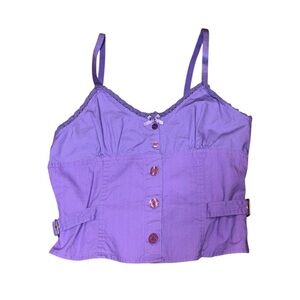 Purple Button-Front Cami Tank Top